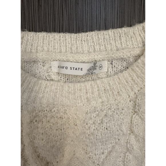 Altar’d State Ivory Cropped Cable Knit Sweater Vest Size S/M Boxy - Picture 2 of 6